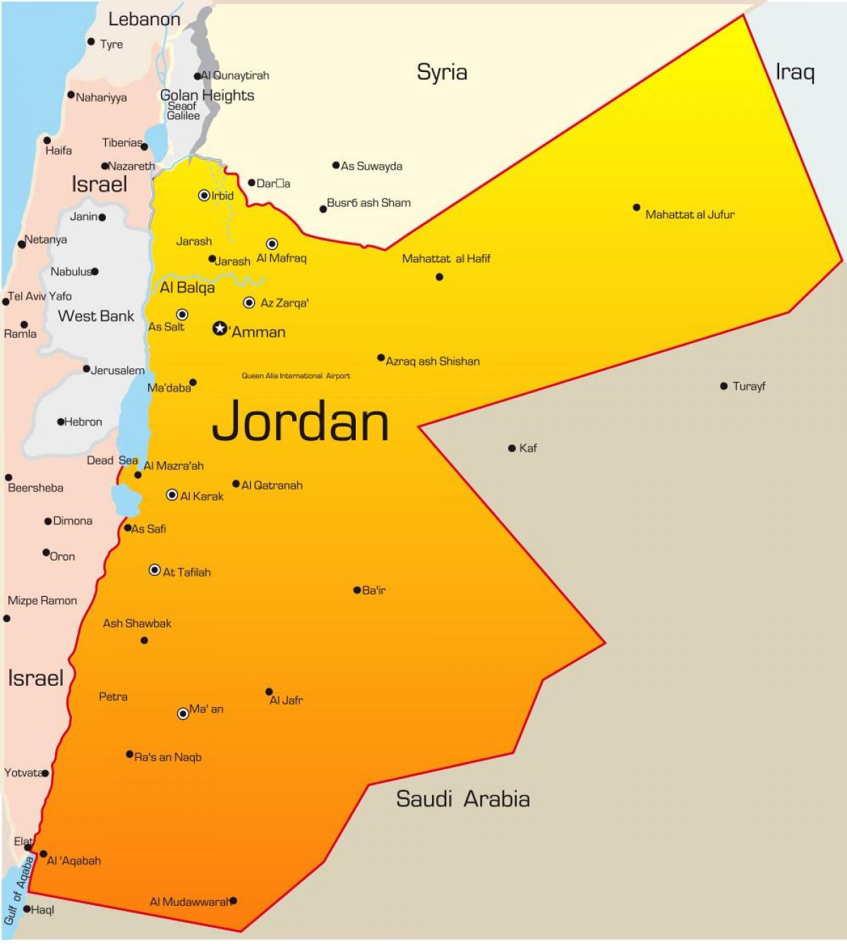 map of Jordan middle east