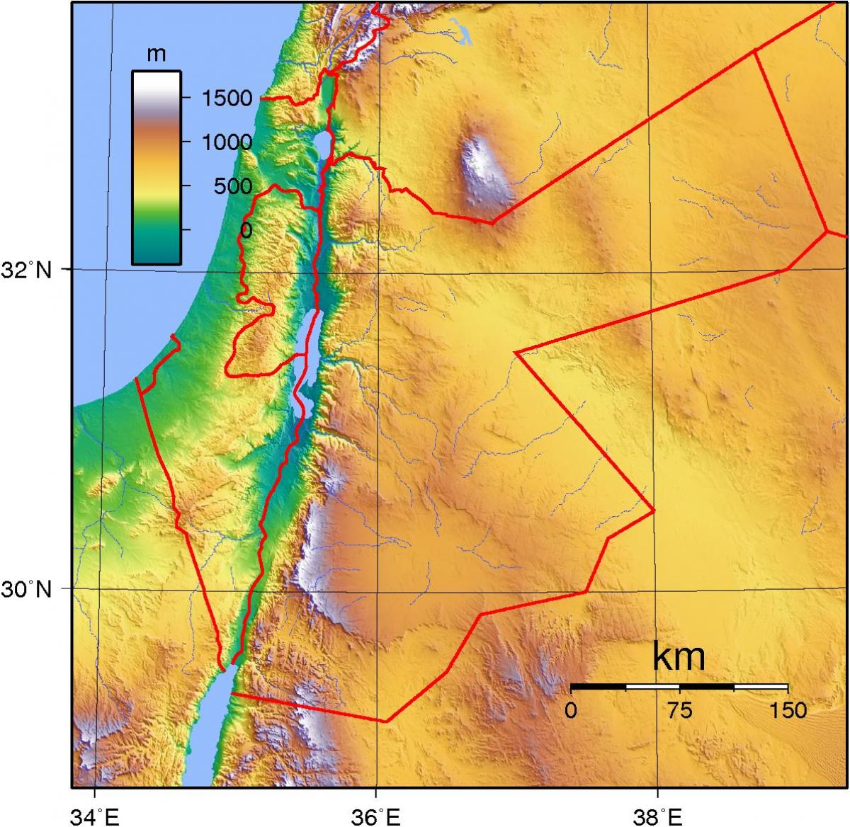 map of Jordan topographic