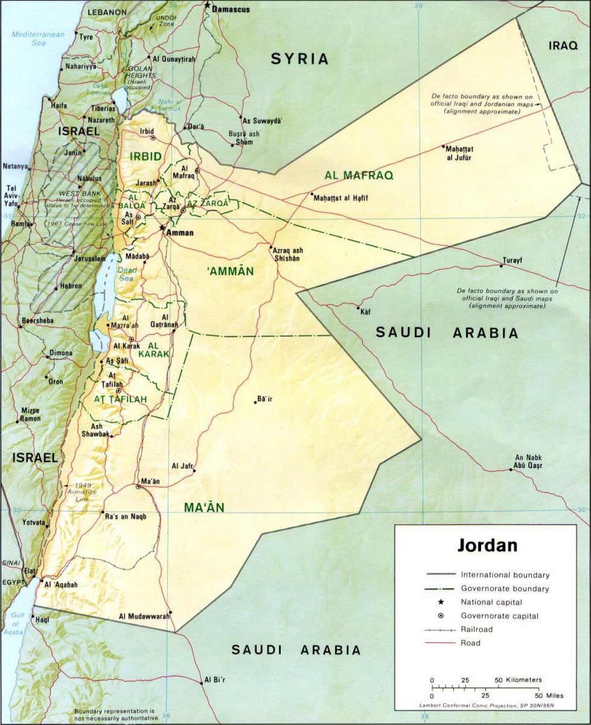 detailed map of Jordan