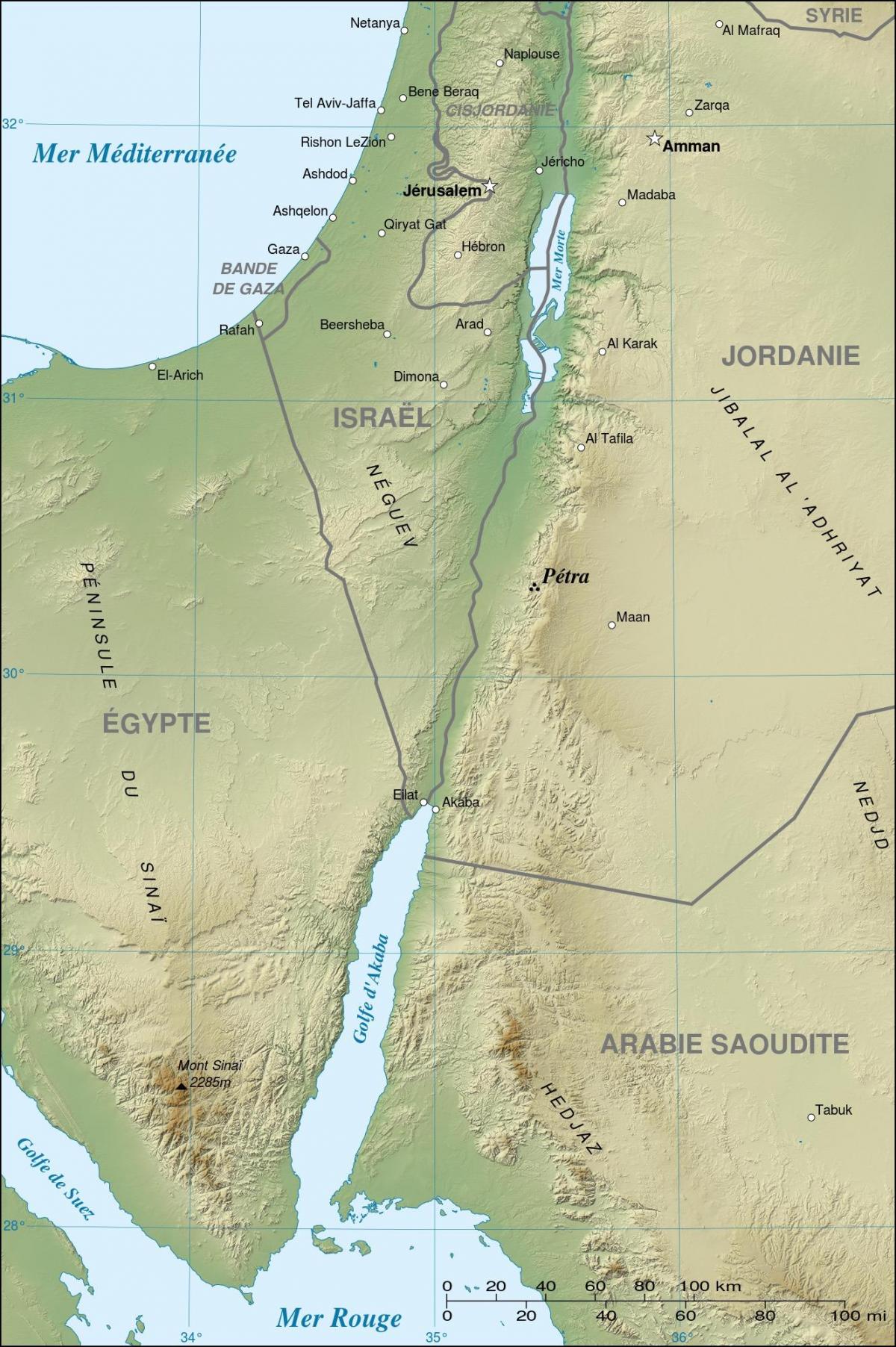 map of Jordan showing petra