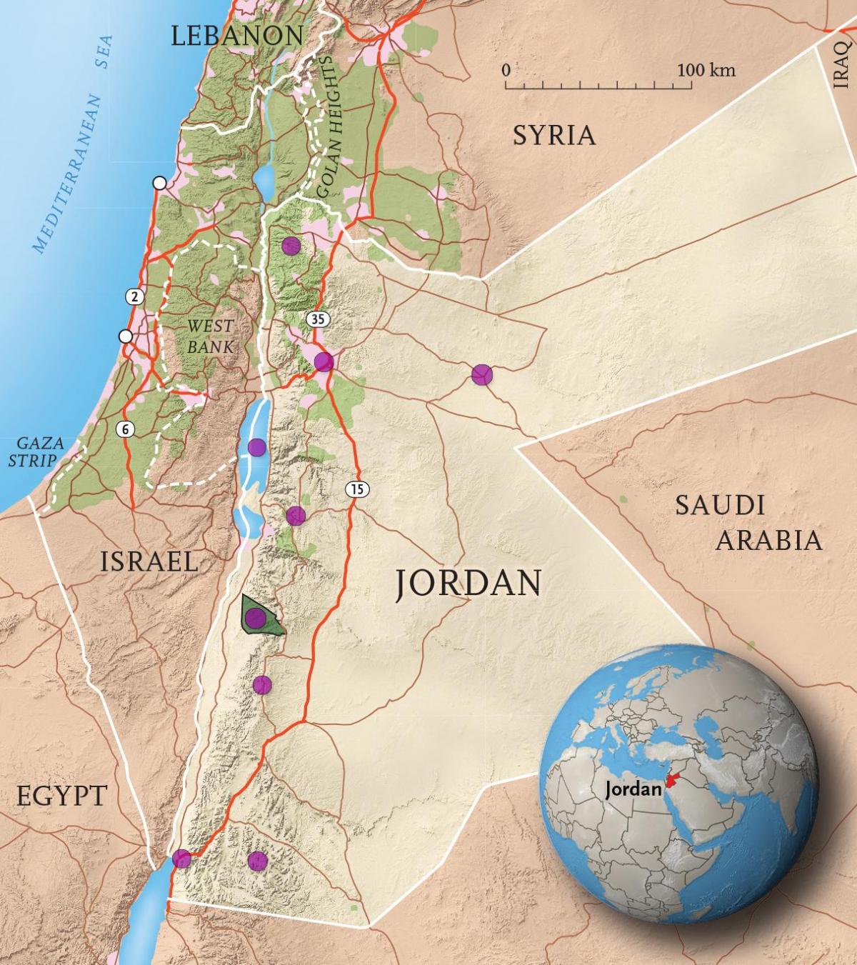 kingdom of Jordan map